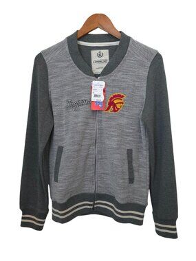 USC Trojans x Campus Crew Charcoal Full-Zip Vintage Style Collegiate Jacket S